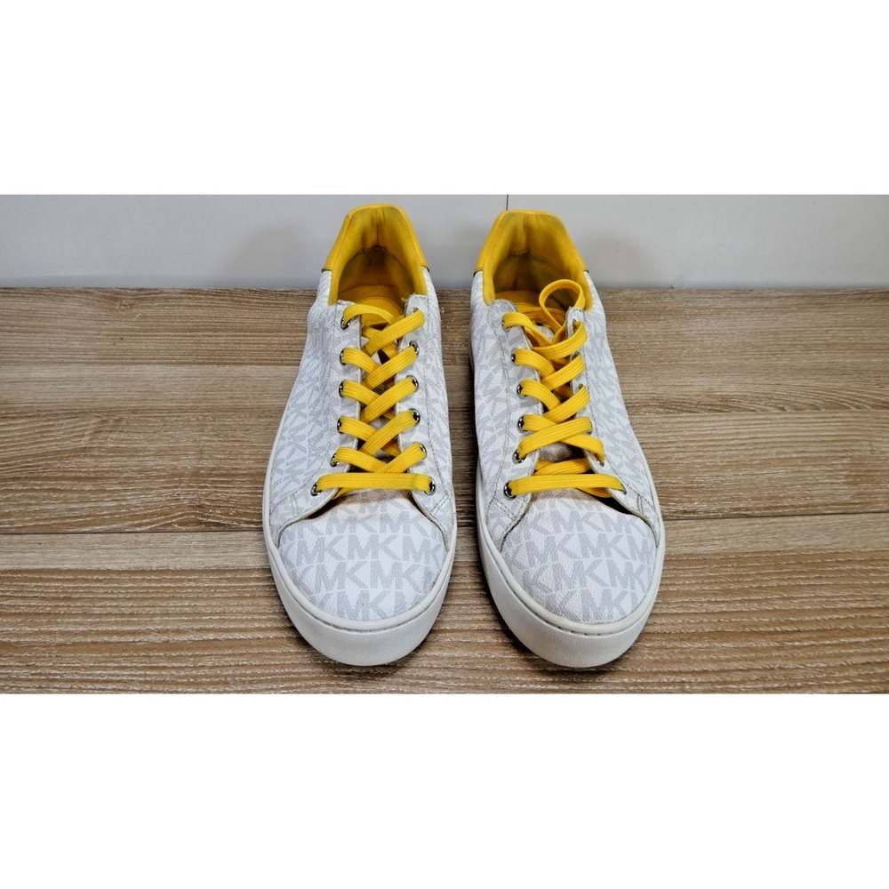 Michael Kors POPPY Monogram Lace-Up size 9M -White & Yellow - Picture 2 of 9